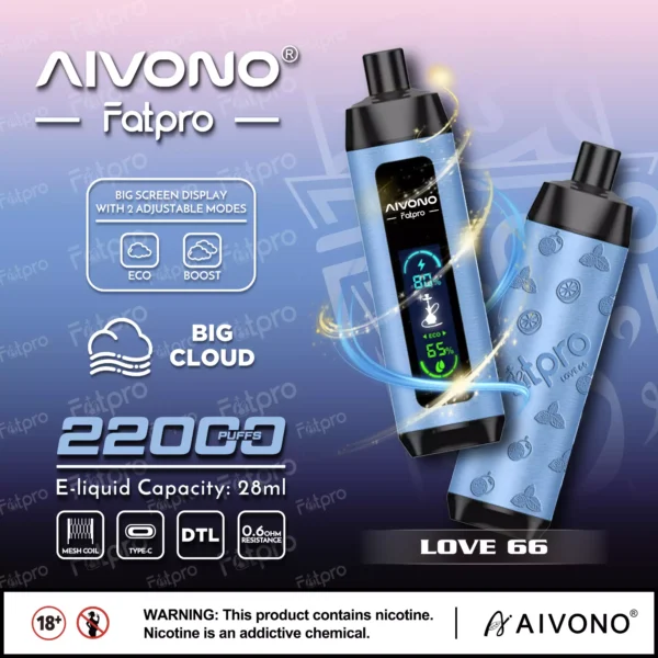 AIVONO Fatpro 22000 Puffs Vízipipa digitális képernyő 0% 2% 3% 5% Alacsony nikotintartalmú Újratölthető Eldobható Vapes Pen tömeges vásárlás Nagyker - HelpVape - 4