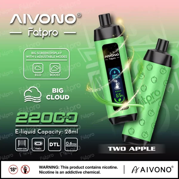 AIVONO Fatpro 22000 Puffs Vízipipa digitális képernyő 0% 2% 3% 5% Alacsony nikotintartalmú Újratölthető Eldobható Vapes Pen Tömeges Vásárlás Nagyker - HelpVape - 7