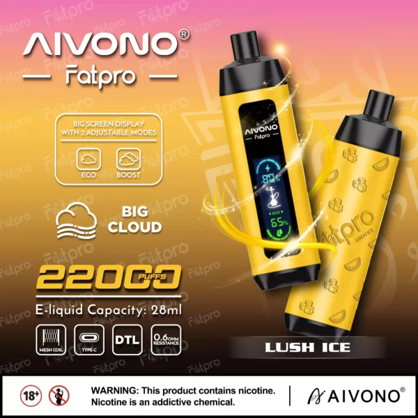 AIVONO Fatpro 22000 Puffs Vízipipa digitális képernyő 0% 2% 3% 5% Alacsony nikotintartalmú Újratölthető Eldobható Vapes Pen Tömeges Vásárlás Nagyker - HelpVape - 9