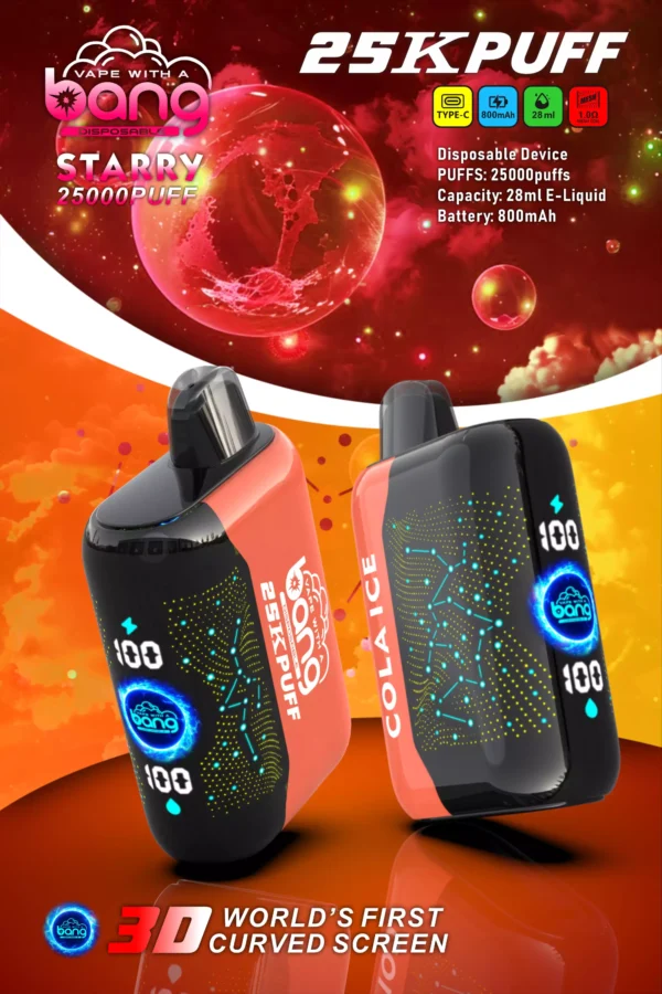 Bang Starry 25000 Puffs 3D gebogen scherm 0% 2% 3% 5% Oplaadbare wegwerpvapes-pen met laag nicotinegehalte Bulk kopen groothandel - HelpVape - 9