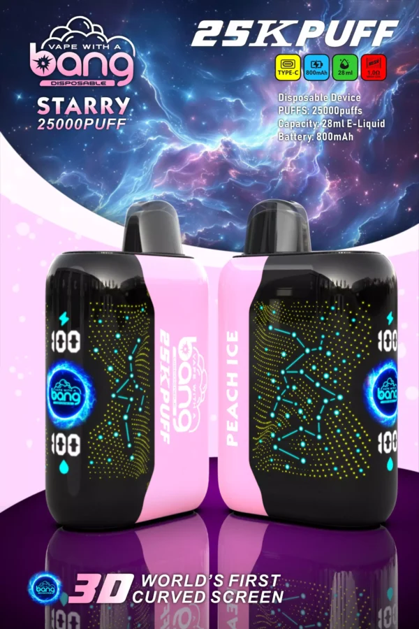 Bang Starry 25000 Puffs 3D gebogen scherm 0% 2% 3% 5% Oplaadbare wegwerpvapes-pen met laag nicotinegehalte Bulk kopen groothandel - HelpVape - 16