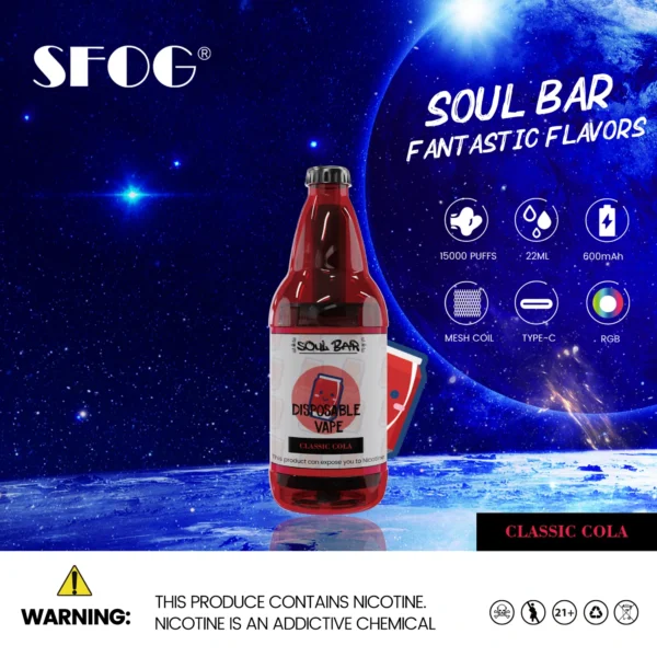 SFOG SOUL BAR 15000 Puffs RGB 5% Oplaadbare wegwerpvapes-pen met laag nicotinegehalte Bulk Koop groothandel - HelpVape - 6