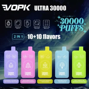 Vopk ultra 30000 puffs duplo sabor tela digital de malha dupla 2% baixa nicotina recarregável vapes descartáveis caneta a granel comprar atacado