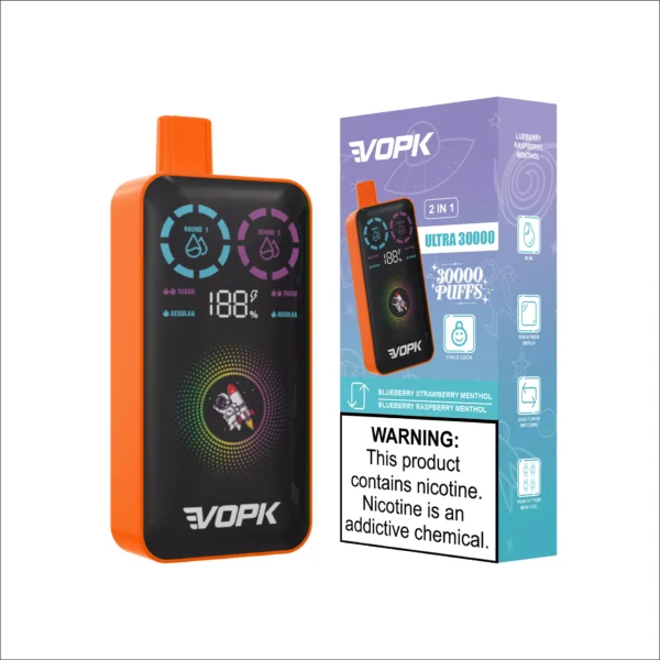 VOPK ULTRA 30000 Puffs Double Flavour Dual Mesh Digital Screen 2% Low Nicotine Rechargeable Disposable Vapes Pen Bulk Buy Wholesale - HelpVape - 4