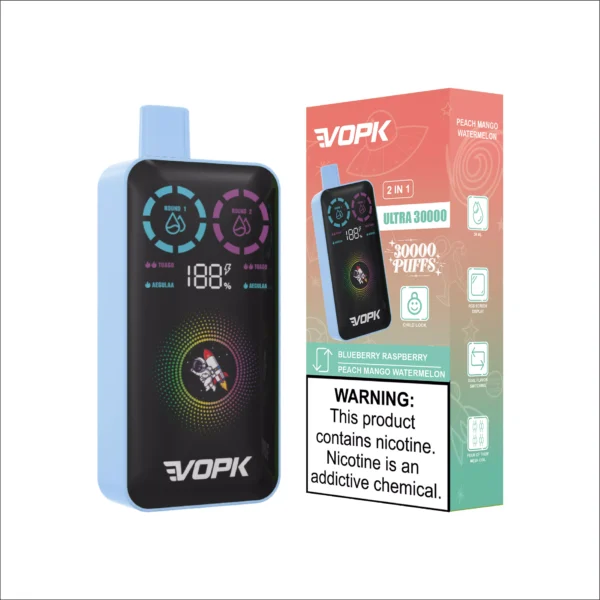 VOPK ULTRA 30000 Puffs Double Flavour Dual Mesh Digital Screen 2% Low Nicotine Rechargeable Disposable Vapes Pen Bulk Buy Wholesale - HelpVape - 6